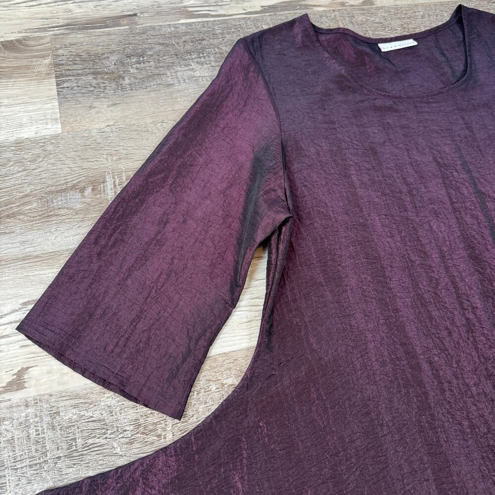 Bryn Walker Naida Tunic Plum Asymmetric Lagenlook Art to Wear Made USA Fall L - Picture 3 of 9